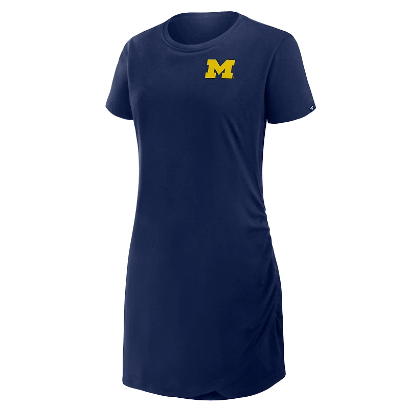 Robe t-shirt drapée froncée bleu marine pour femme Fanatics Michigan Wolverines