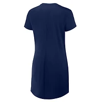 Women's Fanatics Navy Michigan Wolverines Ruched Drape T-Shirt Dress