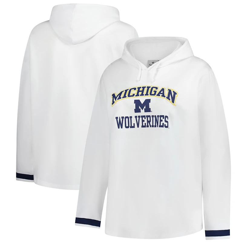 Women's Fanatics White Michigan Wolverines Plus Pullover Hoodie