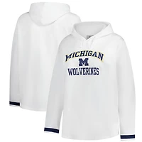 Women's Fanatics White Michigan Wolverines Plus Pullover Hoodie