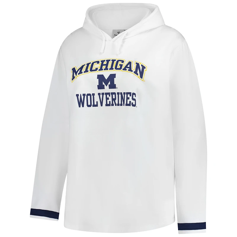 Sweat à capuche grande taille blanc Michigan Wolverines Fanatics pour femmes