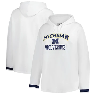 Women's Fanatics White Michigan Wolverines Plus Pullover Hoodie