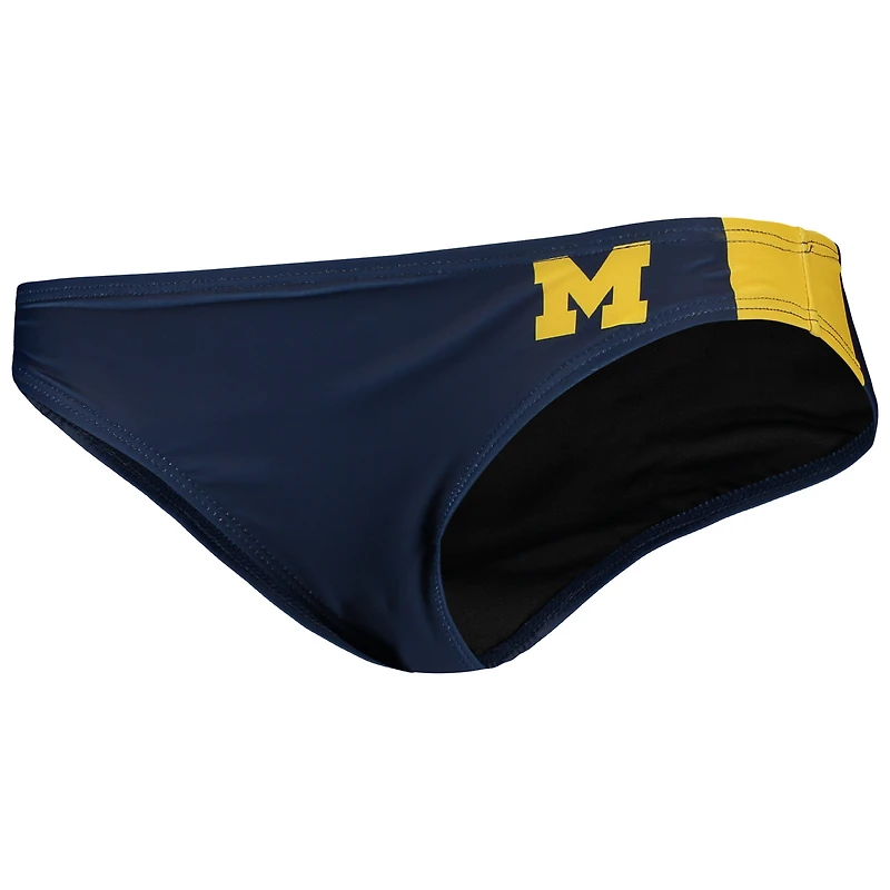Bas de bikini FOCO bleu marine Michigan Wolverines Wordmark pour femmes