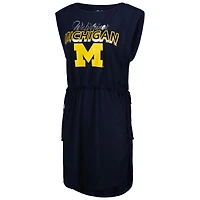 Women's G-III 4Her by Carl Banks Navy Michigan Wolverines GOAT Swimsuit Cover-Up Dress