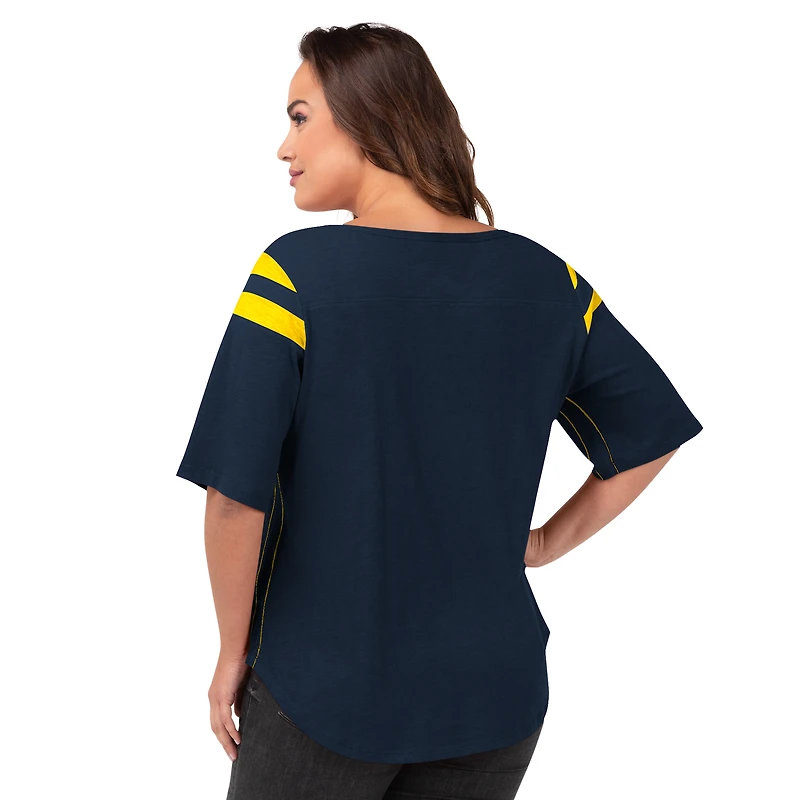 Women's G-III 4Her by Carl Banks Navy Michigan Wolverines Linebacker T-Shirt