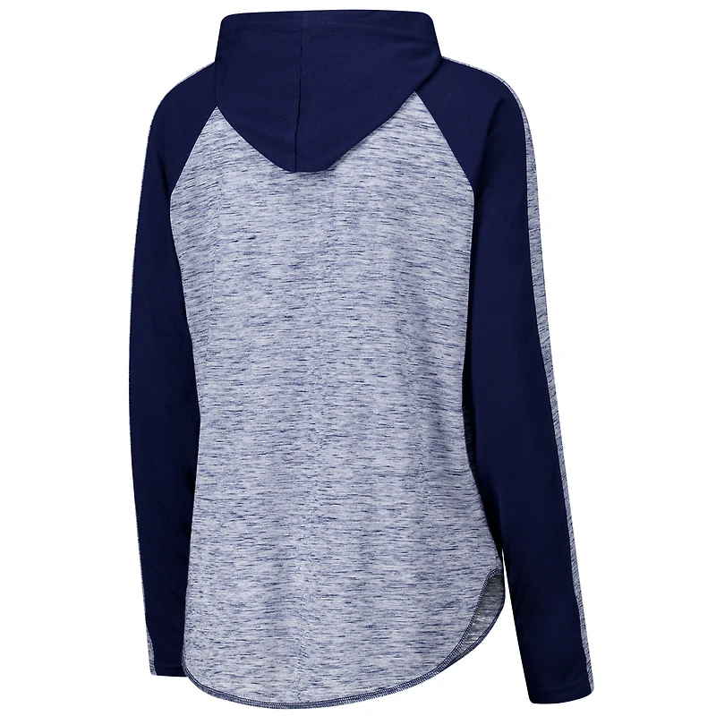 Women's G-III 4Her by Carl Banks Navy Michigan Wolverines Underdog Bling Raglan Long Sleeve Hoodie T-Shirt