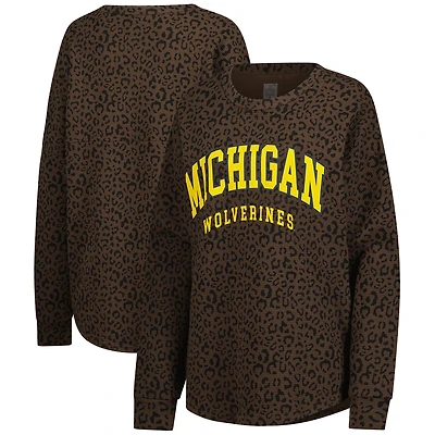 Sweat-shirt surdimensionné léopard marron Gameday Couture pour femme des Wolverines du Michigan