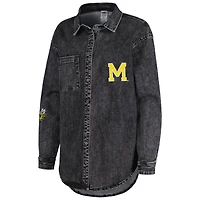 Women's Gameday Couture Charcoal Michigan Wolverines Multi-Hit Tri-Blend Oversized Button-Up Denim Jacket