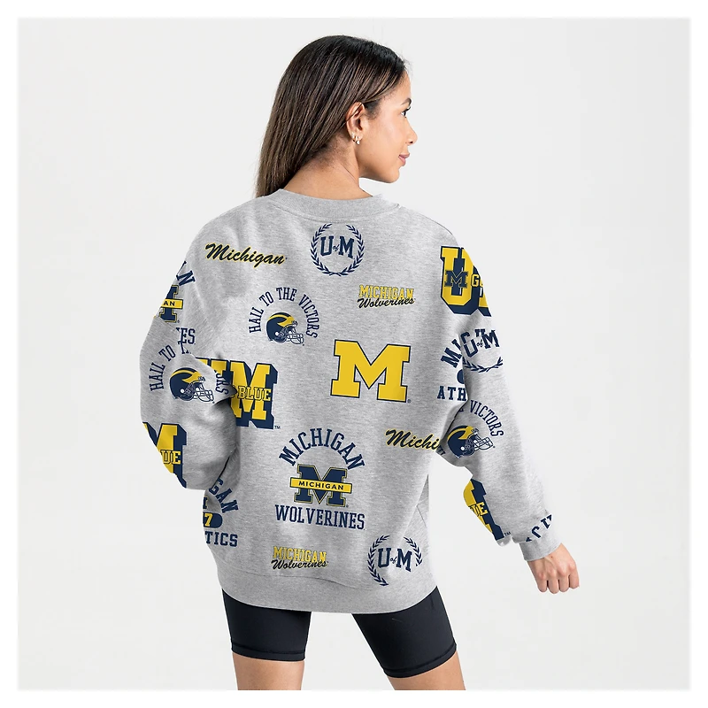 Sweat-shirt en molleton gris Gameday Couture pour femme, motif Wolverines du Michigan, Always On Repeat