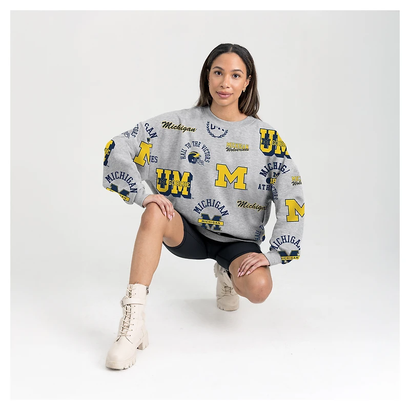 Sweat-shirt en molleton gris Gameday Couture pour femme, motif Wolverines du Michigan, Always On Repeat