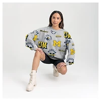 Sweat-shirt en molleton gris Gameday Couture pour femme, motif Wolverines du Michigan, Always On Repeat