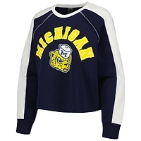Sweat-shirt court raglan Gameday Couture pour femme, bleu marine, Michigan Wolverines Blindside