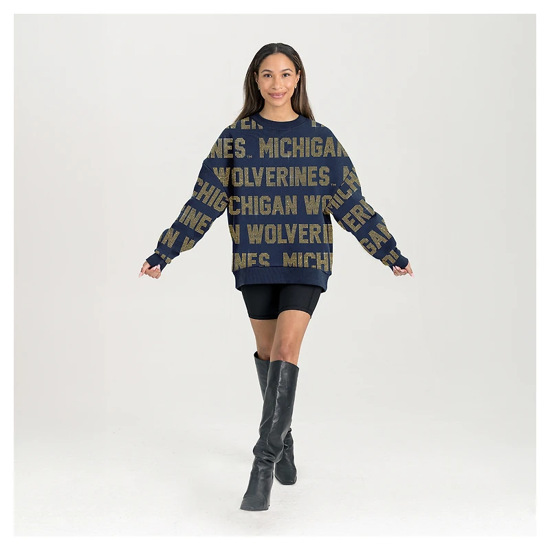 Women's Gameday Couture Navy Michigan Wolverines Hype Era Sweatshirt