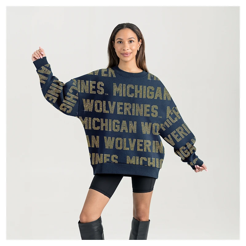 Sweat-shirt Hype Era bleu marine Gameday Couture pour femme des Wolverines du Michigan