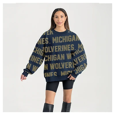 Women's Gameday Couture  Navy Michigan Wolverines Hype Era Sweatshirt