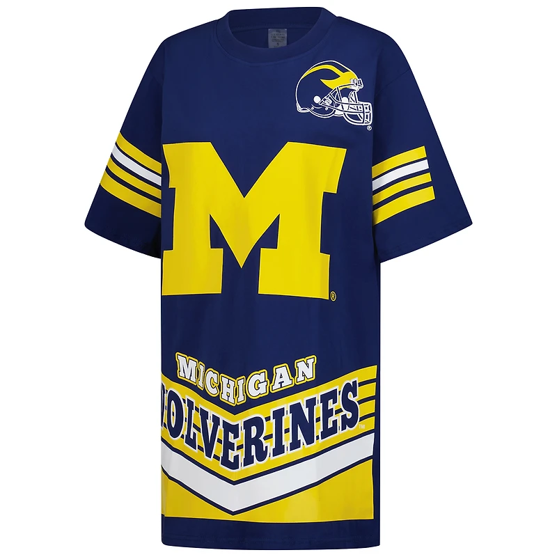 Robe t-shirt courte bleu marine Gameday Couture pour femme, motif Perfect Score des Wolverines du Michigan