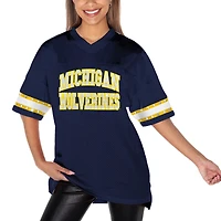 Women's Gameday Couture Navy Michigan Wolverines Until Kickoff Rhinestone Fashion T-Shirt