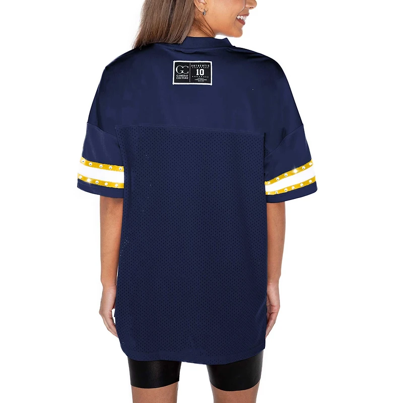 Women's Gameday Couture Navy Michigan Wolverines Until Kickoff Rhinestone Fashion T-Shirt