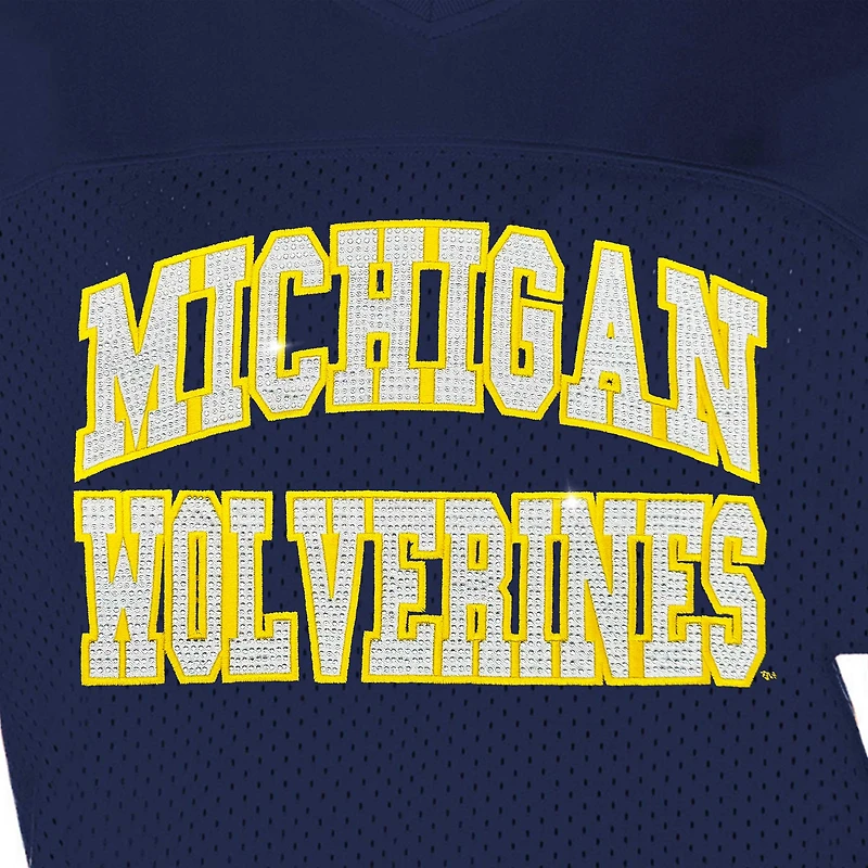 Women's Gameday Couture Navy Michigan Wolverines Until Kickoff Rhinestone Fashion T-Shirt
