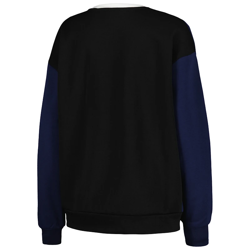 Sweat-shirt à blocs de couleurs verticaux Gameday Couture pour femmes, blanc/noir, Michigan Wolverines