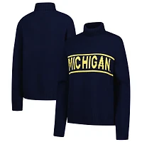 Pull à col roulé en chenille bleu marine des Wolverines du Michigan pour femme