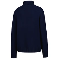 Women's Gameday Social Navy Michigan Wolverines Chenille Turtleneck Sweater
