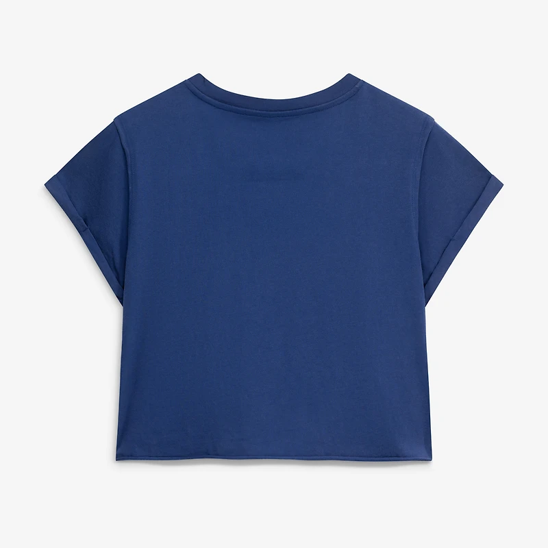 Women's Gameday Social  Navy Michigan Wolverines Cropped Cuffed T-Shirt