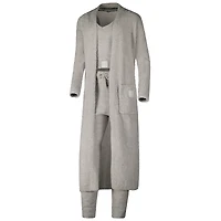 Ensemble débardeur court en tricot pelucheux gris Michigan Wolverines pour femme, pantalon de jogging et cardigan long trois pièces