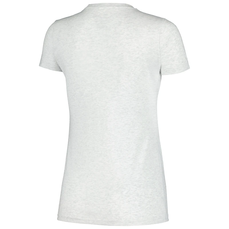 Women's Heather Gray Michigan Wolverines Checkered Team Name Wavy Tri-Blend T-Shirt