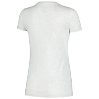 Women's Heather Gray Michigan Wolverines Checkered Team Name Wavy Tri-Blend T-Shirt