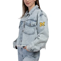 Veste en jean délavée à boutons pour femme Hype and Vice Denim Michigan Wolverines