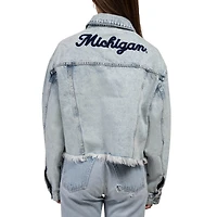 Women's Hype and Vice Denim Michigan Wolverines Lightwash Full-Button Jean Jacket