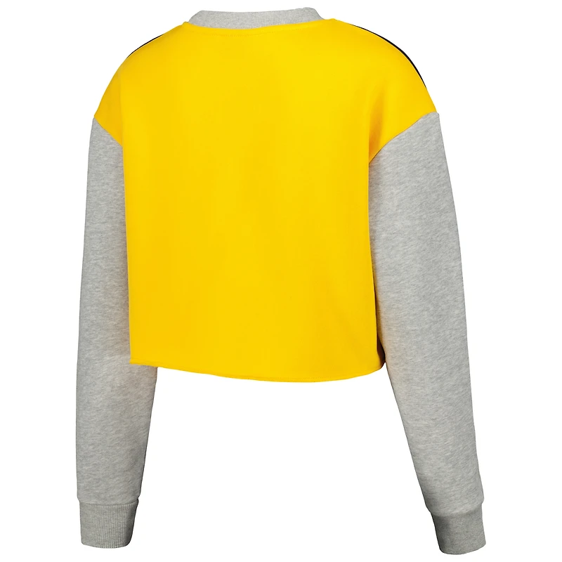 Sweat-shirt Hype and Vice Navy Michigan Wolverines Colorblock Rookie Crew pour femmes