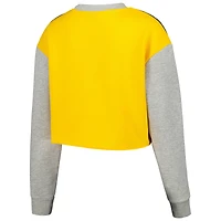 Sweat-shirt Hype and Vice Navy Michigan Wolverines Colorblock Rookie Crew pour femmes