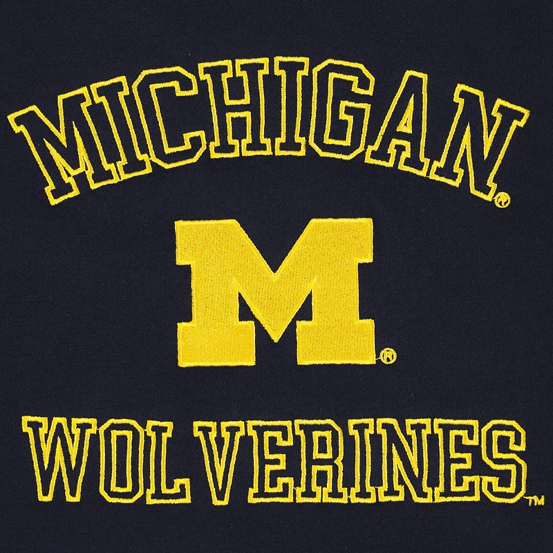 Sweat-shirt Hype and Vice Navy Michigan Wolverines Colorblock Rookie Crew pour femmes