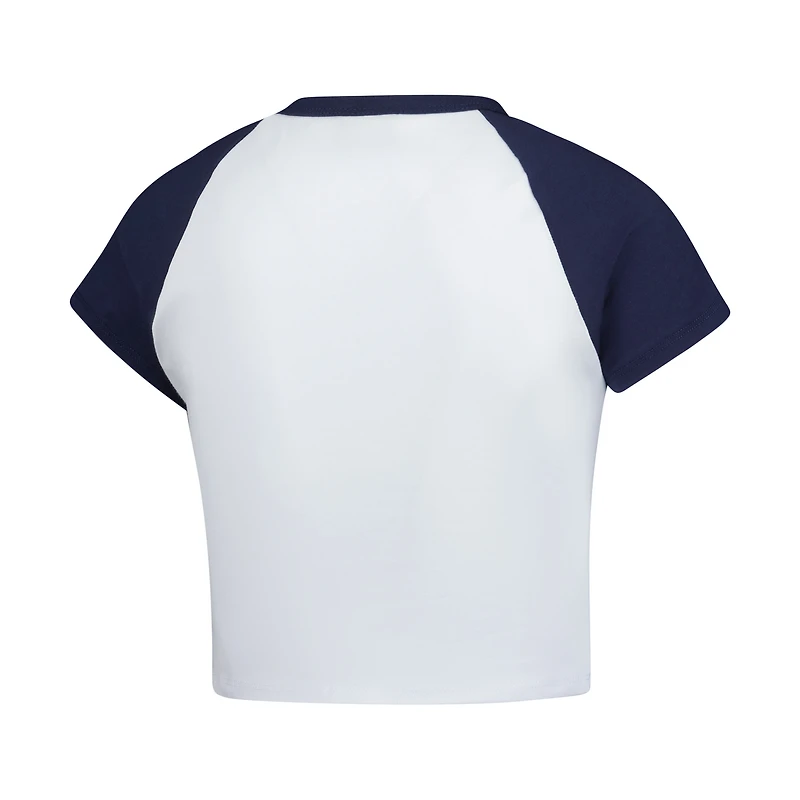 T-shirt raglan court Hype and Vice Navy pour femme, Michigan Wolverines Homerun