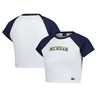 T-shirt raglan court Hype and Vice Navy pour femme, Michigan Wolverines Homerun