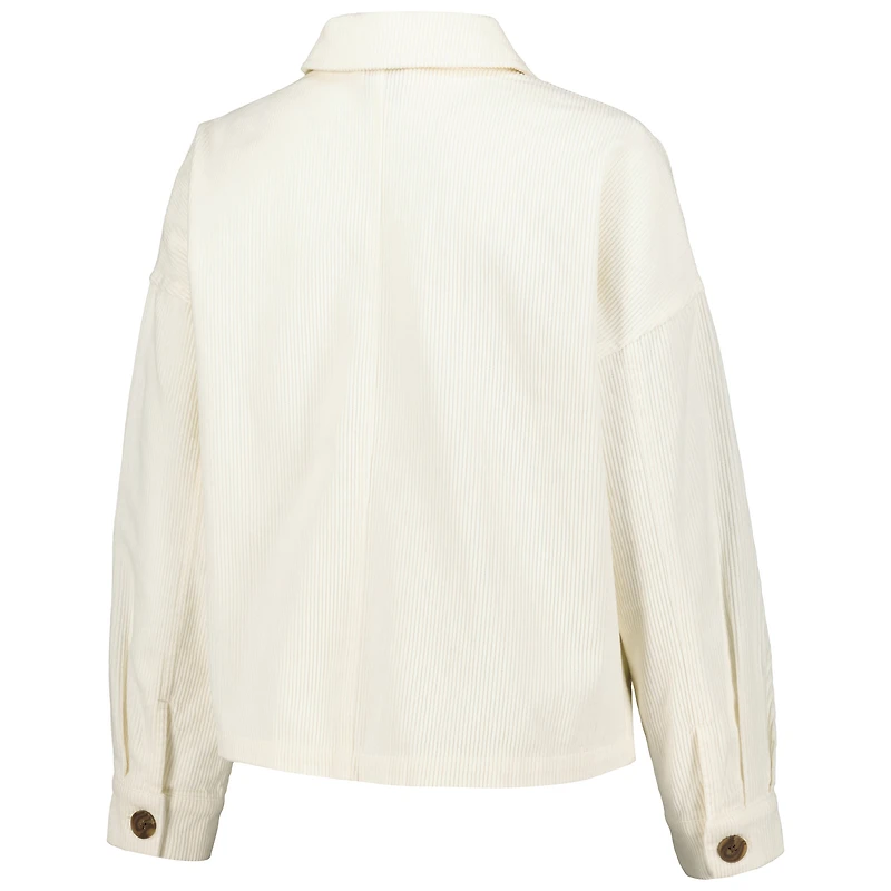 Veste boutonnée en velours côtelé Hype and Vice White Michigan Wolverines pour femmes