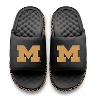 Sandales à enfiler ISlide noires Michigan Wolverines Cheetah Dip Motive pour femmes