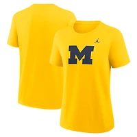 T-shirt Jordan Brand bleu marine pour femmes, logo principal des Michigan Wolverines