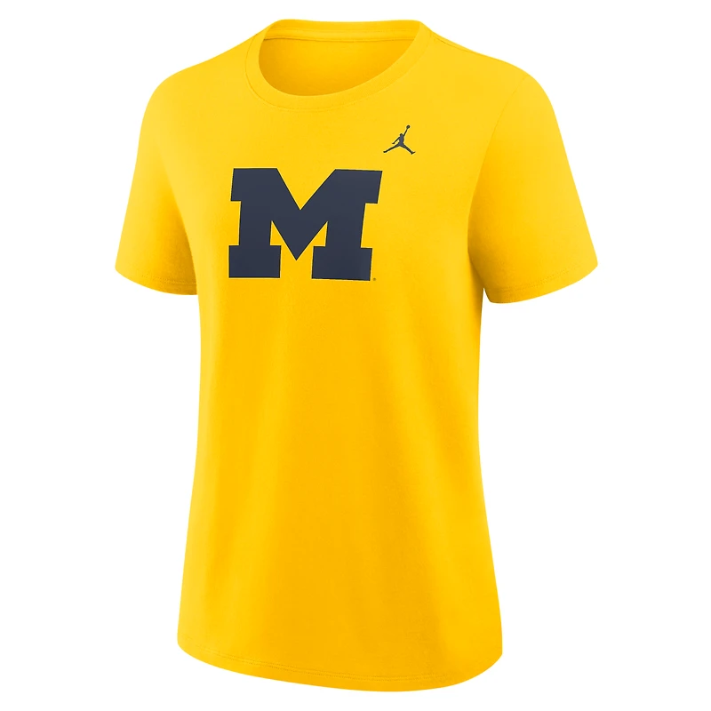 T-shirt Jordan Brand bleu marine pour femmes, logo principal des Michigan Wolverines