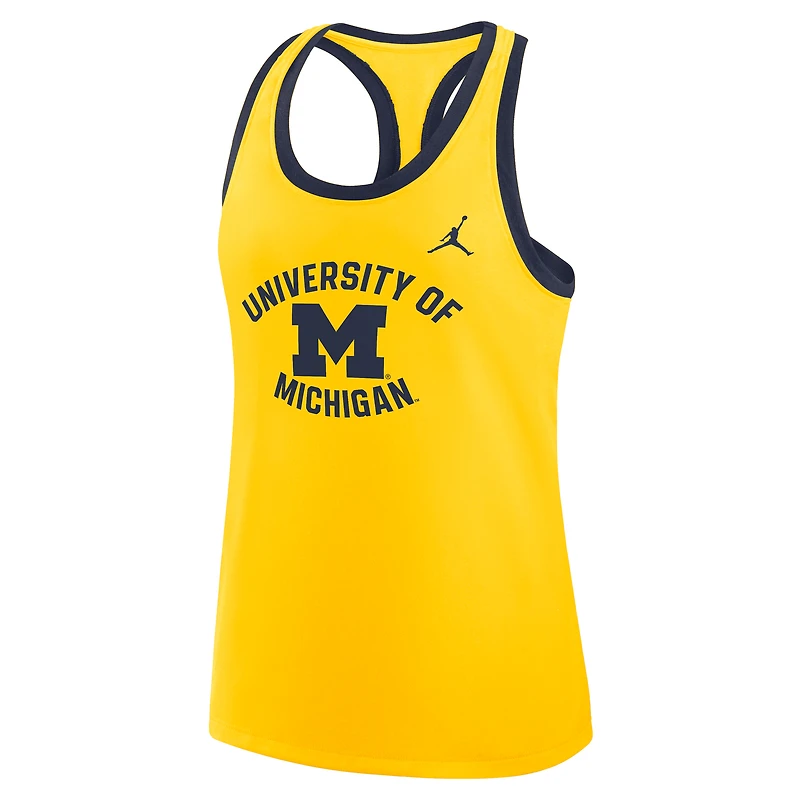Débardeur dos nageur Jordan Brand Maize Michigan Wolverines pour femme, en tissu Dri-FIT Tri-Blend.