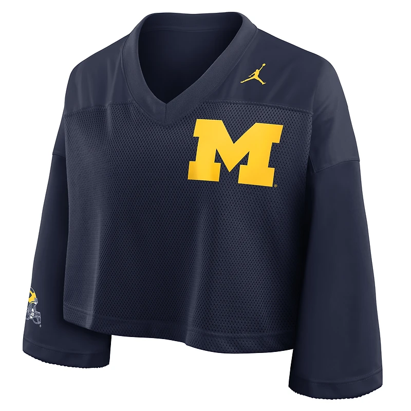Women's Jordan Brand Navy Michigan Wolverines Cropped Mesh Dri-FIT Fashion Jersey