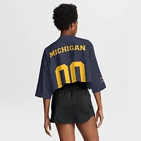Women's Jordan Brand Navy Michigan Wolverines Cropped Mesh Dri-FIT Fashion Jersey