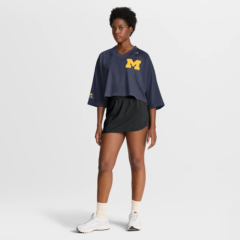 Women's Jordan Brand Navy Michigan Wolverines Cropped Mesh Dri-FIT Fashion Jersey