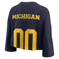 Maillot court en maille Dri-FIT bleu marine Jordan Brand Michigan Wolverines pour femme