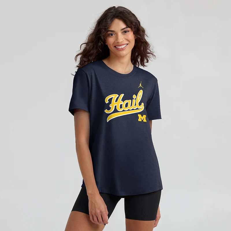 Women's Jordan Brand Navy Michigan Wolverines Local Script T-Shirt