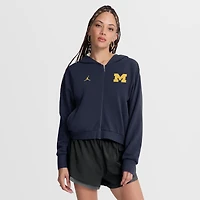 Women's Jordan Brand Navy Michigan Wolverines Mantra Cropped Full-Zip Hoodie
