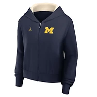 Women's Jordan Brand Navy Michigan Wolverines Mantra Cropped Full-Zip Hoodie