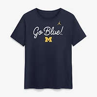 Women's Jordan Brand Navy Michigan Wolverines Script Mantra Logo T-Shirt